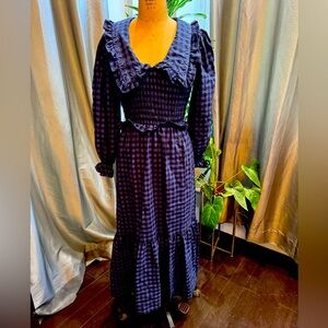 Country Prairie collar plaid/check dress. Smock bodice size extra small.